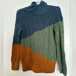 LL Bean cowl neck colorblock sweater